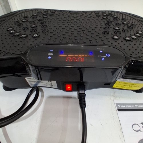 REMOTE CONTROL VIBRATION PLATE EXERCISE MACHINE WITH HAND STRAPS FOR BALANCE SUPPORT - 200W, 220V - BLACK image 2