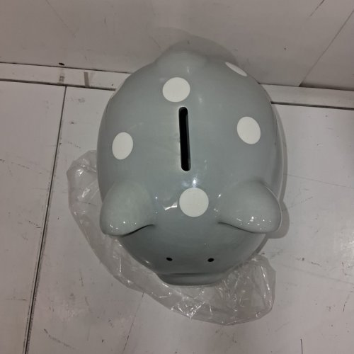 PEARHEAD PIGGY BANK - GREY PIGGY WITH WHITE POLKA DOTS image 3