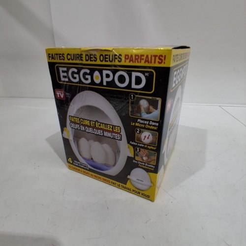 EMSON EGGPOD MICROWAVE HARDBOILED EGG COOKER - 4 EGGS - WHITE AND YELLOW image 4