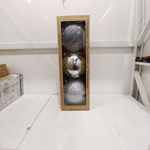 3PK CGH CHRISTMAS ORNAMENT DECORATIVE BALLS - 10" - GOLD/SILVER (MODEL: 1851441) image 2