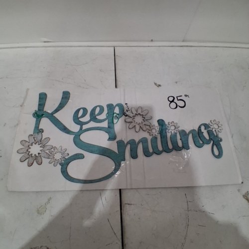 LAVISH HOME METAL CUTOUT 3D WALL SIGN KEEP SMILING - 10" X 21.75"- TEAL/SILVER image 2