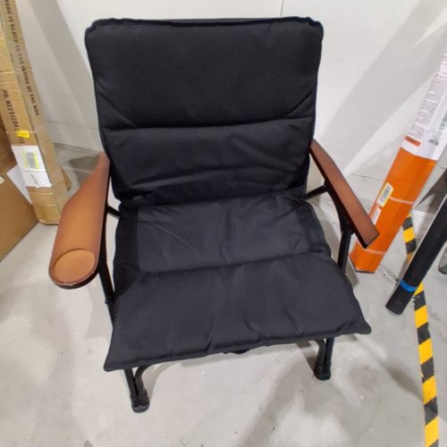 JADE SELECT PORTABLE LIGHTWEIGHT FOLDING CHAIR WITH WOOD ARMRESTS AND CUPHOLDER - BLACK image 3