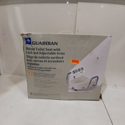 GUARDIAN ELEVATED RAISED TOILET SEAT WITH LOCK AND ADJUSTABLE ARMS - WHITE\GREY - (MODEL:SG4-503LRX1) image 3