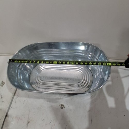 OVAL GALAVANIZED IRON ICE BUCKET - 27"X 14" - SILVER image 2