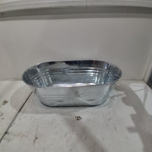 OVAL GALAVANIZED IRON ICE BUCKET - 27"X 14" - SILVER image 4