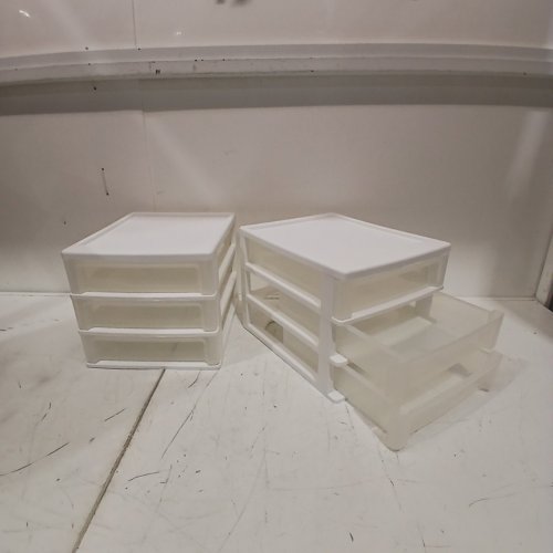 2PK IRIS USA 3-DRAWER STACKING DESKTOP ORGANIZER - WHITE/CLEAR (MODEL: CDD-X3) image 2