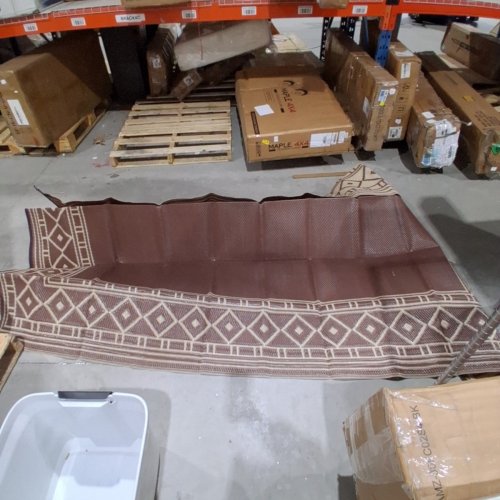 DEORAB REVERSIBLE OUTDOOR AREA RUG - 8FT X 6FT - BROWN / BEIGE image 2