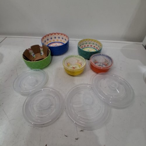 11PC SIGNATURE HOUSEWARE MICROWAVEABLE BOWLS WITH LIDS - VARIOUS PATTERNS (MODEL: 2796164) image 2