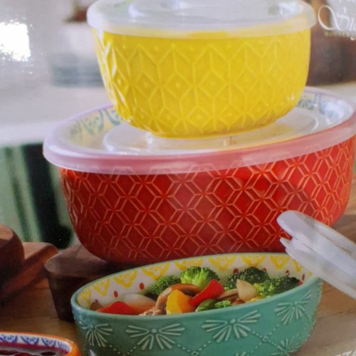 11PC SIGNATURE HOUSEWARE MICROWAVEABLE BOWLS WITH LIDS - VARIOUS PATTERNS (MODEL: 2796164) image 3