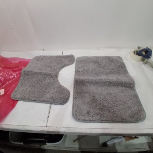 2PC NON-SLIP SHAGGY BATHROOM RUG SET- 15" X 19" - GREY image 3