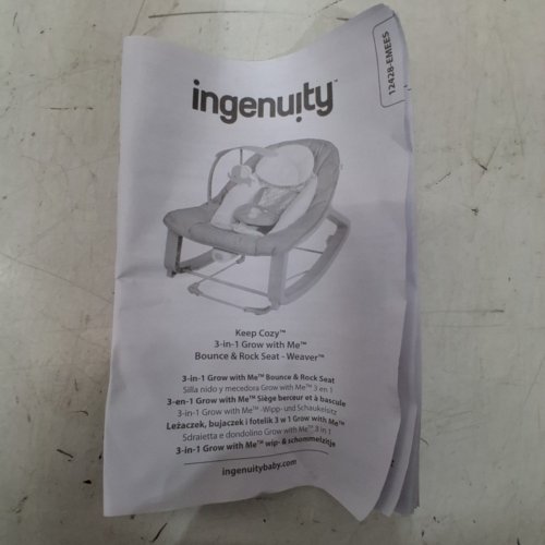 INGENUITY 3-IN-1 KEEP COZY GROW WITH ME VIBRATING BABY BOUNCER, ROCKER & CHAIR - 40LBS CAPACITY - WEAVER THEME GREY/WHITE/GREEN (MODEL: ‎12428) image 4