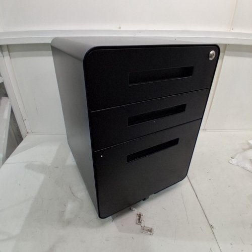 GARVEE MOBILE CURVED 3 DRAWER FILE CABINET WITH LOCK - 18" X 16" X 23" - BLACK (MODEL: PEP_336LGV37) image 2