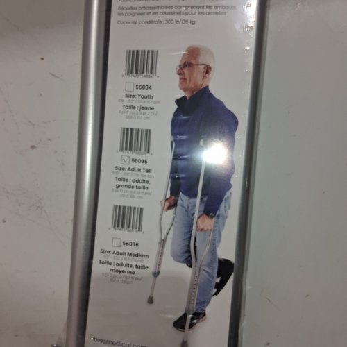 2PK ADULT BIOS ADJUSTABLE CRUTCHES - 5FT- SILVER (MODEL: 56036) image 3