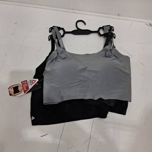 2PC WOMEN'S REEBOK SPORTS BRAS - EXTRA LARGE - BLACK AND GRAY image 2