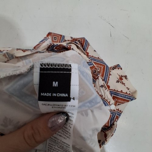 WOMENS GEOMETRIC PRINT SKORT - MEDIUM - CREAM, RUST, AND NAVY image 3