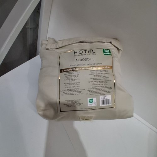 6PC HOTEL SIGNATURE COTTON SATEEN SHEET SET - KING - BEIGE (MODEL: 1992021) image 5