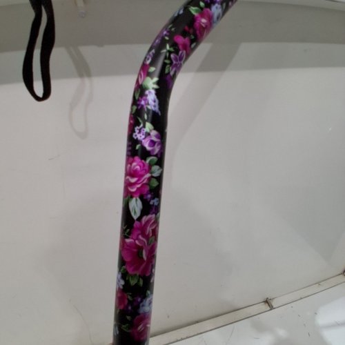 CAREX ADJUSTABLE WALKING CANE WITH OFFSET CUSHION/GRIP - 30" - 40" - FLORAL PRINT image 5