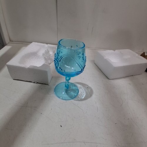 WATER THEMED WINE GOBLET - 6" - TURQUOISE BLUE image 2