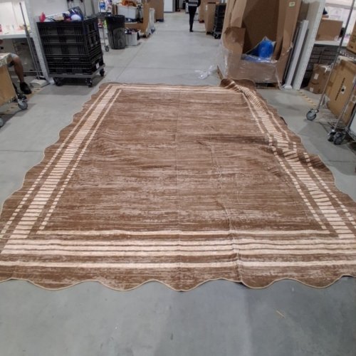 GARVEE WASHABLE SCALLOPED AREA RUG - 10FT X 13FT - BROWN image 2