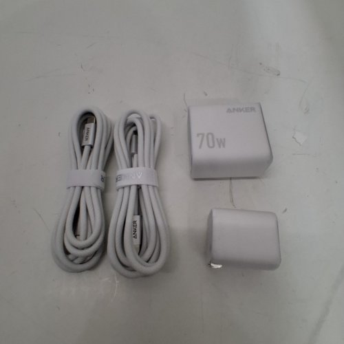 4PC ANKER ZOLO WALL CHARGER SET WITH 70W ADAPTER, 30W ADAPTER, AND 2 USB-C TO USB-C CABLES - 6FT - WHITE/SILVER (MODEL: 1940911 / B2698H21) image 2