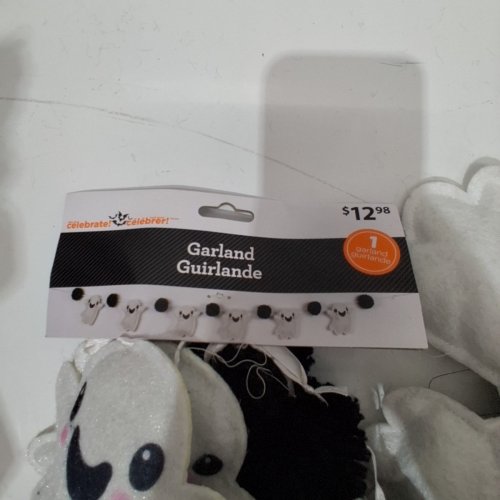 2PK WAY TO CELEBRATE GHOST GARLAND - 12FT - BLACK AND WHITE image 3