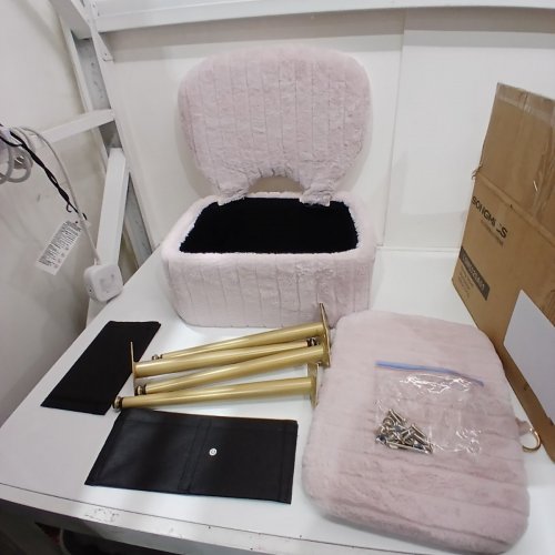 SONGMICS PLUSH VANITY STOOL WITH STORAGE - PINK (MODEL: LOM532) image 3