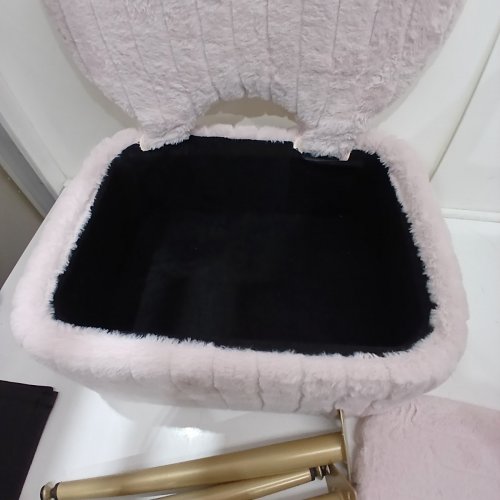 SONGMICS PLUSH VANITY STOOL WITH STORAGE - PINK (MODEL: LOM532) image 4