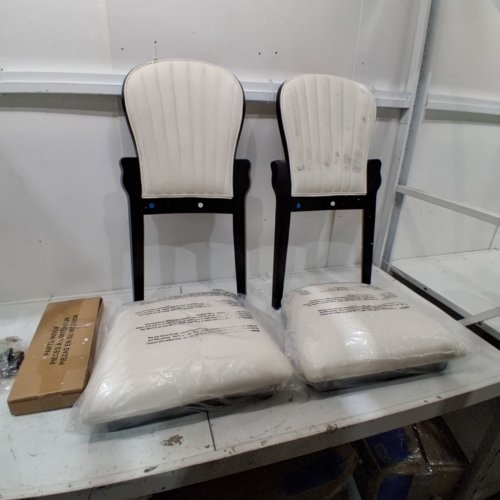 2PK LIKIMIO UPHOLSTERED SOLID WOOD DINING CHAIRS - 33.1" X 18.7" - BEIGE/DARK BROWN (MODEL: HY-CT-003) image 4