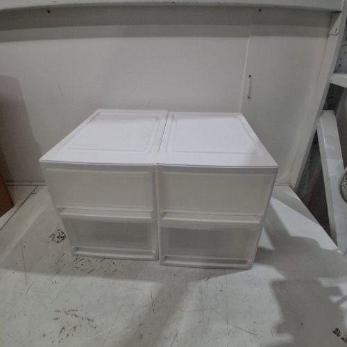 4PK IRIS USA MSD-1 COMPACT STACKING DRAWER - 6QT - WHITE/CLEAR image 2