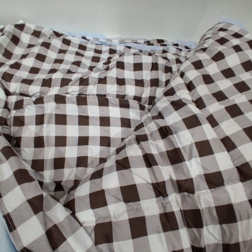 NEOYLER WARM AND COZY QUILTED COMFORTER - FULL - CHECKERED BROWN/BLUE CLOUDS image 3