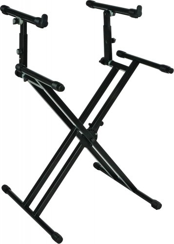 QUIK LOK HEAVY-DUTY DOUBLE-TIER KEYBOARD STAND - BLACK (MODEL: QL742) image 2