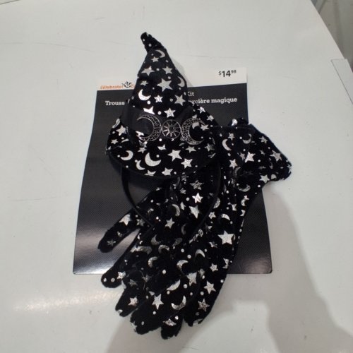 2PC MAGIC WITCH COSTUME KIT - BLACK AND SILVER image 2