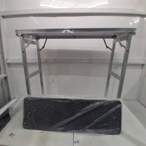 FOLDABLE MULTIPURPOSE TABLE WITH VELCRO FABRIC SHIELD & SHELF - 38" X 34" X 15" - 110LBS CAP - BLACK/SILVER (MODEL: DX9930) image 5