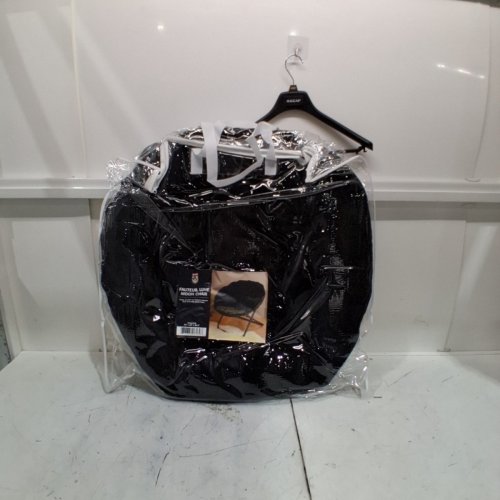 PANAMA JOE FAUX FUR HALF MOON FOLDING SAUCER CHAIR - 33" X 16" X 32.5" - BLACK image 2