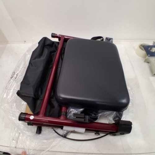 HOMLAND FOLDABLE ROLLATOR WALKERS WITH SEAT FOR SENIORS ADJUSTABLE HANDLES AND SEAT HEIGHT, LIGHTWEIGHT ROLLING WALKER - RED - 350 LB MAX - 8" WHEELS (MODEL: R2) image 2
