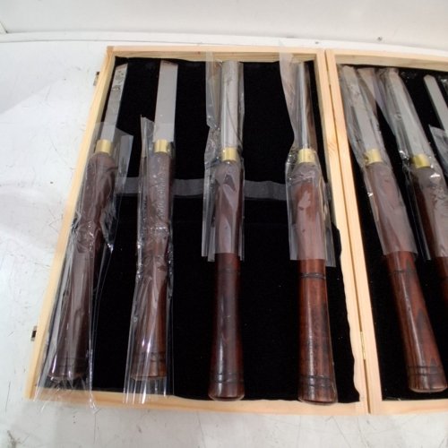 8PC WOOD TURNING TOOLS LATHE CHISEL KIT WITH BEECH HANDLE - BROWN image 3