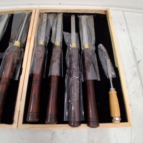8PC WOOD TURNING TOOLS LATHE CHISEL KIT WITH BEECH HANDLE - BROWN image 4