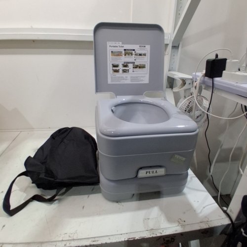 VEVOR PORTABLE TOILET FOR CAMPING, PORTA POTTY - 3.2 GAL WASTE TANK & 3.2 GAL FLUSH TANK - 330LBS MAX WEIGHT CAPACITY - GRAY (MODEL:‎AIRPUMP10L) image 2