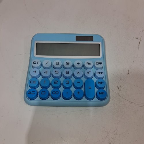 ELECTRONIC MECHANICAL KEY CALCULATOR BATTERY AND SOLAR POWERED - BLUE GRADIENT image 3