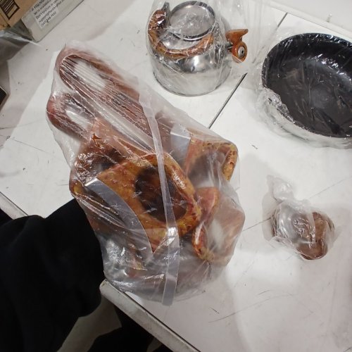 10PC UNBRANDED STAINLESS STEEL COOKWARE SET - BROWN/WOOD GRAIN HANDLES image 5