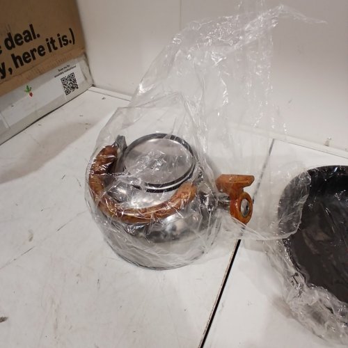 10PC UNBRANDED STAINLESS STEEL COOKWARE SET - BROWN/WOOD GRAIN HANDLES image 6