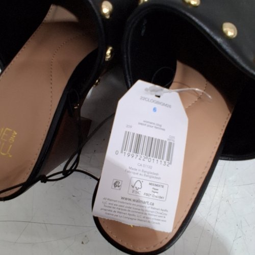 WOMEN'S TIME AND TRU STUDDED PLATFORM CLOGS - SIZE 6 - BLACK / BROWN / GOLD (STYLE : 50920484) image 3