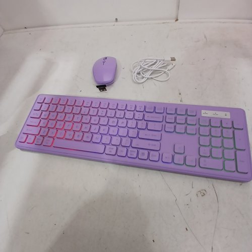 2PC WIRELESS KEYBOARD AND MOUSE COMBO FOR WINDOWS & MAC IOS - PURPLE (MODEL: KB319) image 2