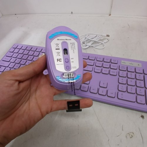 2PC WIRELESS KEYBOARD AND MOUSE COMBO FOR WINDOWS & MAC IOS - PURPLE (MODEL: KB319) image 5