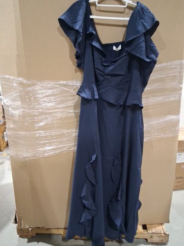 WOMEN'S DRESS WITH RUFFLED SLEEVES - SIZE 22 - NAVY BLUE image 2