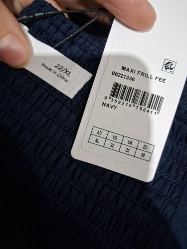 WOMEN'S DRESS WITH RUFFLED SLEEVES - SIZE 22 - NAVY BLUE image 3