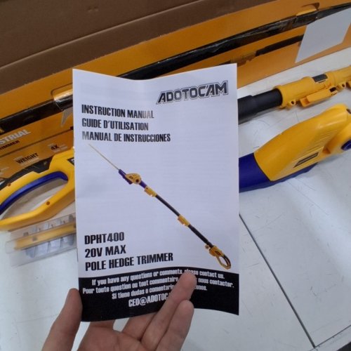 ADOTOCAM CORDLESS POLE HEDGE TRIMMER *TOOL ONLY* - 16" - 20 V - 8FT REACH - YELLOW (MODEL: DPHT400) image 4
