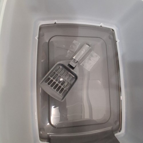 IRIS USA CAT HIGH-SIDED LITTER BOX AND SCOOP - GREY image 3