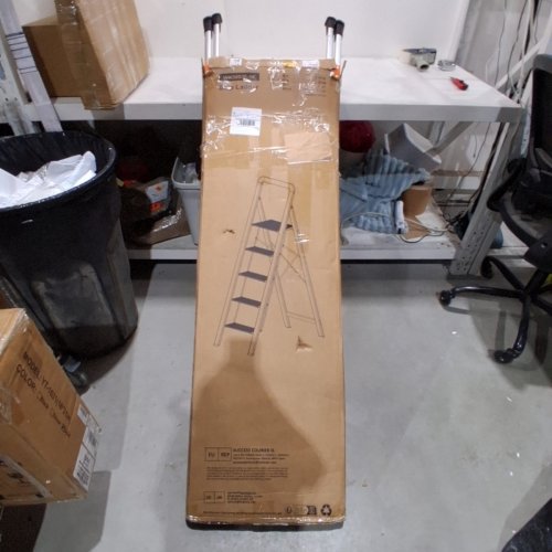 FOLDING STEP LADDERS WITH RUBBER HAND GRIP AND ANTI-SLIP WIDE PEDAL - 4 STEP - ORANGE\ALUMINUM image 5