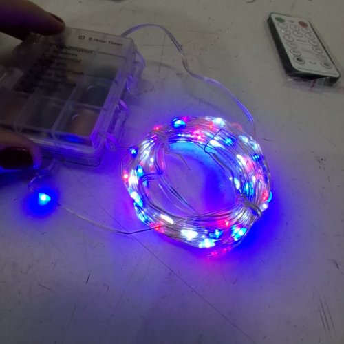 2 LAMPHOME BATTERY OPERATED PATRIOTIC 100 LED FAIRY LIGHTS - 33FT - RED/WHITE/BLUE image 2
